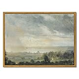 InSimSea Framed Canvas Wall Art Vintage Decor, Room Decor Classical Oil Painting Canvas Prints View from the Elbe Valley with high cloudy sky Vintage Wall Art Home Room Decor, 12'x16'