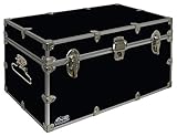 C&N Footlockers - Large Undergrad Storage Trunk - Made in the USA - Only STEEL Footlocker on Amazon - Durable Chest with Lid Stay - 32 x 18 x 16.5 Inches (Black)