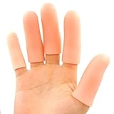 JKcare Large Finger Cots, 10 Pack Silicone Finger Sleeves Support for Trigger Finger & Arthritis - Finger Covers Protector for Cracked Finger, Corn & Callus Pain Relief