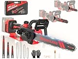 Uniqwamo 3-IN-1 Chainsaw For Milwaukee M18 18V Battery,12-Inch/ 8-Inch/ 6-Inch 1000W Cordless Chainsaw, Auto-Oiler & Brushless Motor, Portable Handheld Chainsaw For Wood Cutting(Battery not Included)
