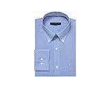Tommy Hilfiger Men's Dress Shirt Regular Fit Non Iron Gingham, English Blue, 16.5' Neck 34'-35' Sleeve