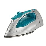 Sunbeam Steammaster 1400 Watt Iron with 8' Retractable Cord, Large Anti-Drip Nonstick Stainless Steel Soleplate, Horizontal or Vertical Shot of Steam and 3-Way Auto Shut-Off, Chrome/Teal
