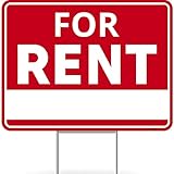 1PC For Rent Sign with Stand, 17 Inches by 13 Inches - Double Sided Signs - Corrugated Plastic - For Rent Yard Sign with Stake