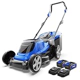 WILD BADGER POWER Lawn Mower 40V Brushless 16' Cordless, 5 Cutting Height Adjustments, Electric Lawn Mower, Quickly Folding Within 5’s, 20V*2 4.0AH Battery and Super Charger Included.