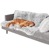 Furhaven Waterproof Throw Blanket for Dogs & Indoor Cats, Washable - Shaggy Plush Calming Long Faux Fur & Velvet Dog Blanket - Mist Gray, Extra Large/XL