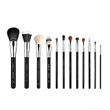 Sigma Beauty Essential Makeup Brushes Set – Professional Grade Makeup Brush Set with Premium Fibers and Sleek, Durable Handles for Face & Eyes, Includes 12 CK001 Black Makeup Brushes