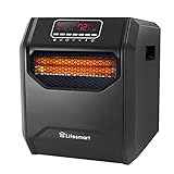 LifeSmart LifePro 1500 Watt High Power 3 Mode Programmable Space Heater with 6 Quartz Infrared Element, Remote, and Digital Display, Black