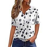 Generic Short Sleeve Top for Women Plus Size Button T Shirt V Neck Printed Blouse Tees Fashion Casual 2024 Summer Pullover Short Sleeve Shirts for Women Trendy（3-Navy,XX-Large）
