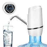 Water Dispenser for 5 Gallon Bottle,Drinking Water Pump Portable Universal USB Charging Water Bottle Pump for 2-5 Gallon with 2 Silicone (White)