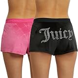 Juicy Couture Velvet Fleece Shorts 2 Piece Designer Pajama Set for Women, 2-Pack Sleep and Lounge Shorts (US, Alpha, Large, Regular, Regular, Black/Pink JC Embossed)
