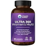 Vitamin World Ultra 360 Multivitamin for Women, Women's Multivitamin with Herbs & Collagen for Hair, Skin & Nails, Supplement with Iron, Vitamin A, B, C, D, E for Energy & Immune Support, 180 Caplets