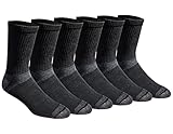 Eddie Bauer Men's Dura Dri Moisture Control Crew Socks, Black (6 Pairs), Large