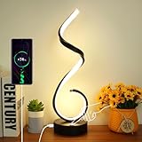 BESKETIE Modern Spiral LED Table Lamp for Bedroom, Bedside Lamps with USB Charging Ports, Dimmable Side Table Lamp Touch Lamps for Nightstand, 3 Colors Modes Desk Lamps for Living Room, Office - Black