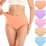 POKARLA Women's Underwear Cotton High Waist Briefs Full Coverage Soft Breathable Ladies Panties Pack of 5 (Small)