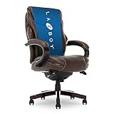 La-Z-Boy Hyland Executive Office Chair with AIR Technology, Adjustable High Back Ergonomic Lumbar Support, Bonded Leather, Mahogany Wood Finish/Brown