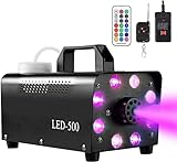 Motorenbau Fog Machine with 8 LED Lights,Smoke Machine with 13 Colorful LED Lights Effect,500W and 2000CFM Fog with Remote Control,Indoor, Perfect for Halloween, Party,Weddingand Stage Effect