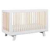 Babyletto Hudson 3-in-1 Convertible Crib with Toddler Bed Conversion Kit in White and Washed Natural, Greenguard Gold Certified