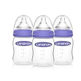Lansinoh Anti-Colic Baby Bottles for Breastfeeding Babies, 5 Ounces, 3 Count, Includes 3 Slow Flow Nipples, Size S