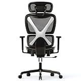 GABRYLLY Ergonomic Office chair with Lumbar Support, Big and Tall Mesh Chairs with Adjustable 3D Arms, Headrest & Soft Seat, Large Desk Chair for Home Gaming,Black