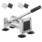 French Fry Cutter, Heavy Duty Professional Stainless Steel Potato Cutter, Removable Handle and 4 Suction Feet, 1/2-inch, 3/8-inch Blades for Potatoes, Onions, Carrots, Cucumbers, Air Fryer
