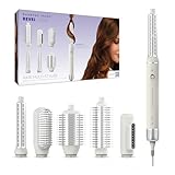 Sharper Image Revel Airflow Styler, 6-in-1 Hair Wrap Styling Tool, Curling Iron Wand, Detangler & Ionic Hair Dryer, Volumizing & Smoothing Hot Air Brush, Straight/Curly Hair Products, Beach Wave Curl