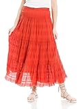 Max Studio Women's Flowy Boho Textured Cotton Maxi Skirt US Small, Terracotta