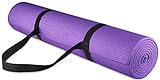 Signature Fitness All-Purpose 1/4-Inch High Density Anti-Tear Exercise Yoga Mat with Carrying Strap, Purple