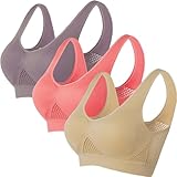 BTDECLAR limited of time deals of the day, Breathable Cool Liftup Air Bra, 3 Pack Sports Bra Large Size Air Bra Breathable and Comfort Mesh Bras for Women