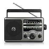 Greadio AM FM Portable Radio Transistor Radio with 3.5mm Earphone Jack, Hight/Low Tone Mode, Big Speaker, AC Power or Battery Operated by 4 D Cell Batteries for Home and Outdoor