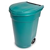 Mighty Tuff 50-Gallon Wheeled Trash Barrel - Large Outdoor Trash Can with Lid - Versatile, Durable and Convenient for Indoor or Outdoor Trash Bin