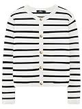 LILLUSORY Women's Striped Cardigan Sweaters Fall Oufits Clothes Fashion Trendy Long Sleeve Tops Casual Knit Tweed Jackets