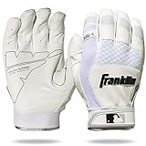Franklin Sports MLB - Shok Sorb Adult + Youth - White - Padded Men's Batting Gloves for Baseball + Softball - Adult Medium