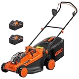 AIVOLT 48V Cordless Lawn Mower Battery Powered 17-inch Brushless Lawn Mowers Walk-Behind Push Grass Mower with 2x24V Max 4.0Ah Battery and Dual Charger