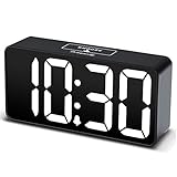 DreamSky Small Digital Alarm Clock for Bederoom, Large Big Numbers Display with Brightness Dimmer, Electric Bedside Desk Clock with USB Charging Port, Adjustable Alarm Volume, 12/24Hr, Snooze