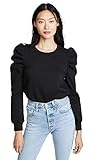 Rebecca Minkoff Women's Janine Ruffle Sleeve Sweatshirt, Black, Extra Small