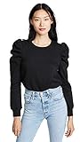 Rebecca Minkoff Women's Janine Ruffle Sleeve Sweatshirt, Black, Extra Small