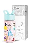 Simple Modern Disney Princess Kids Water Bottle with Straw Lid | Reusable Insulated Stainless Steel Cup for Girls, School | Summit Collection | 14oz, Princess Rainbows