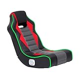 X Rocker Flash Audio Floor Gaming Chair, Wired with LED Lights, Neo Fiber, Foldable, 5113501, 30.5' x 17.5' x 26.6', Red, Black, and Gray