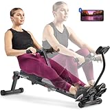 Sunny Health & Fitness Smart Compact Adjustable Rowing Machine, 12 Levels Adjustable Resistance, Complete Body Workout, Connect via Bluetooth with Exclusive SunnyFit App - SF-RW1205SMART