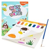 YPLUS Paint with Water Books for Toddlers, Watercolor Painting Paper for Kids Ages 1-3, 2-4, Art Craft Gift for Drawing with Brush - Farm