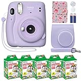 Fujifilm Instax Mini 11 Instant Camera Lilac Purple + Custom Case + Fuji Instax Film Value Pack (50 Sheets) Flamingo Designer Photo Album