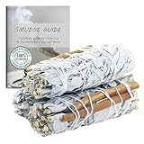 Ancientveda White Sage Mix Smudge Sticks 3 Pack for Cleansing, Meditation, Yoga, and Smudging | Organic White Sage Mixed with Cinnamon, Copal, Ruda Rue, Peppermint or Yerba Santa (White & Cinnamon)