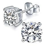 IMOLOVE Moissanite Stud Earrings with 0.6ct-3ct D Color Round Cut Lab Created Diamond Earrings in Sterling Silver with 18K White Gold Plated for Women Men-1