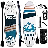 Roc Inflatable Stand Up Paddle Boards with Premium SUP Paddle Board Accessories, Wide Stable Design, Non-Slip Comfort Deck for Youth & Adults (Navy, 10 FT)