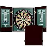 EastPoint Sports Derbyshire Official Size Dart Board Cabinet Set- Easy-Assembly & Complete with 6 Deluxe Steel Tip Darts and Accessories -Premium Darts Set with Scoreboard for Bar Games & Indoor Games