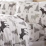Flannel Sheets King Winter Bed Sheets Flannel Sheet Set Moose Flannel Sheets 100% Turkish Cotton Flannel Sheet Set. Stratton Collection (King, Moose)