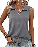 Vivilli Women's Tanks & Camis: Work Tops for Women Business Casual: Sleeveless Blouses for Women - Womens Polo Shirts - Womens Tops Dressy Casual - Summer Blouses for Women 2024 Grey L