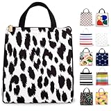 Kate Spade New York Cute Lunch Bag for Women, Large Capacity Lunch Tote, Adult Lunch Box with Silver Thermal Insulated Interior Lining and Storage Pocket (Modern Leopard)