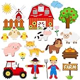 Whaline 40Pcs Farm Animals Cutouts Bulletin Board Decorations with Glue Point Cute Animal Accent Name Tags Reusable Spring Animals Cutouts for Toddlers Home Classroom Decor Farm Animals Party Supplies