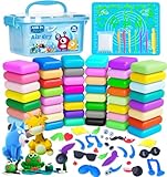Air Dry Clay - 60 Colors Air Dry Clay for Kids Adults, Polymer Modeling Foam Soft Magic Clay Crafts Kits for Kids Ages 8-12, Toys Gifts Crafts Kits for Age 3 4 5 6 7 8+ Years Old Boys Girls Kids